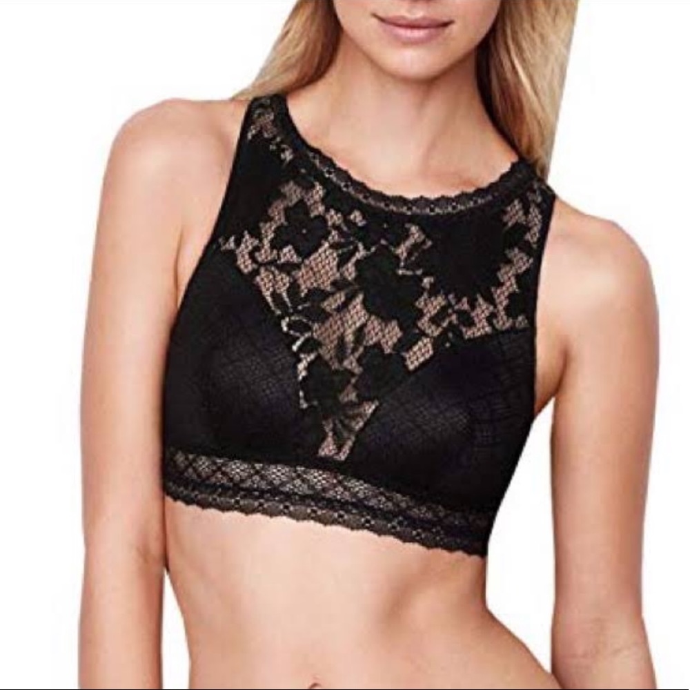 Black High Neck Lace Bralette